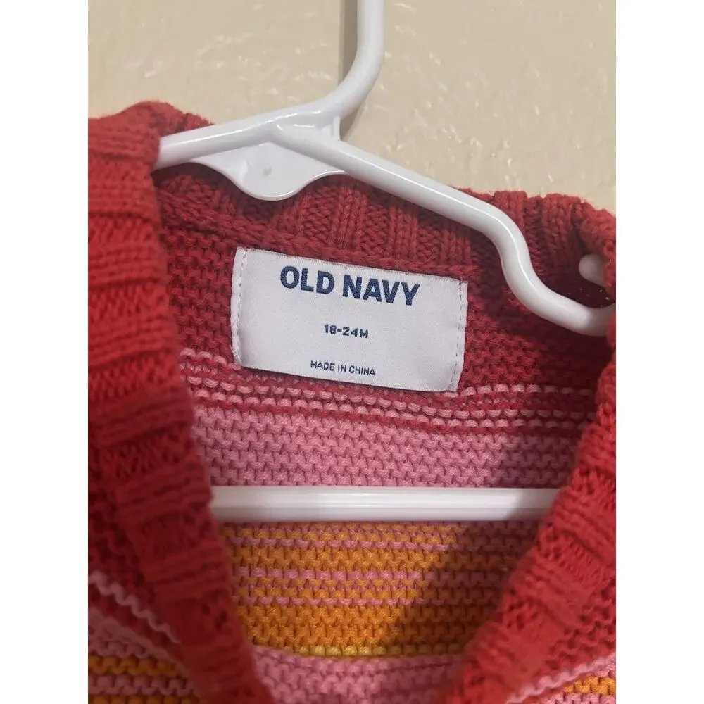 Old Navy Baby Unisex Size 18- 24 Months Acrylic Knitted Striped Rainbow Sweater